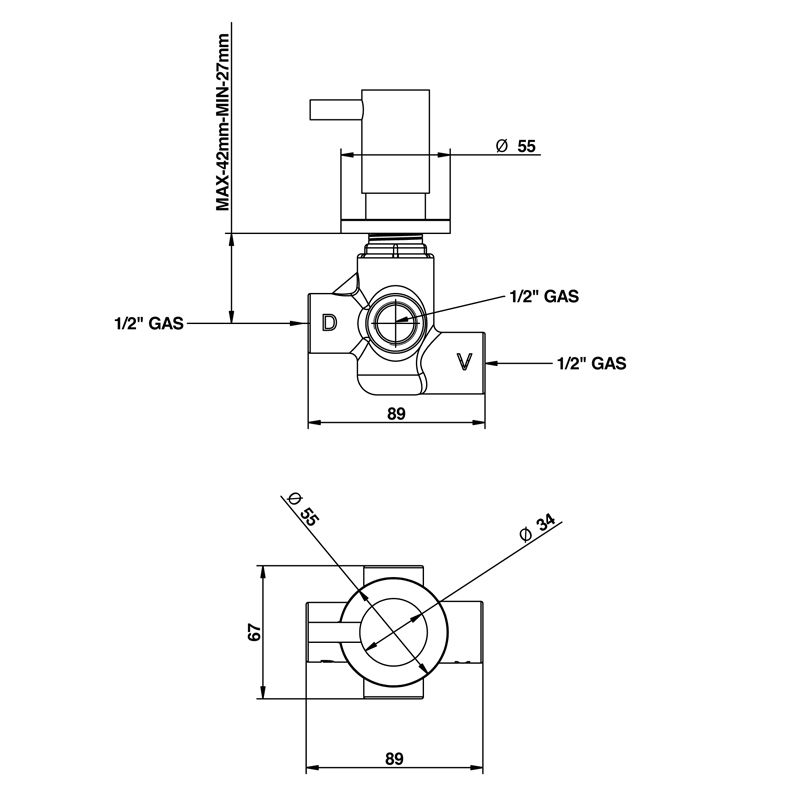 Bongio Aqua Встраиваемый кран с переключателем, цвет хром