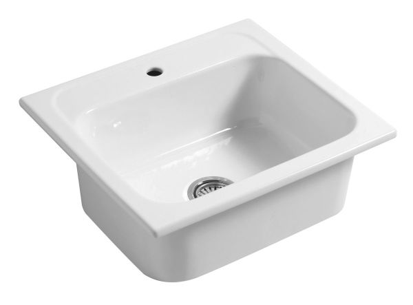 Disegno ceramica Landscape, накладная и встраиваемая постирочная/хозяйственная раковина LANCASHIRE 60х53хh21 см, цвет белый глянцевый