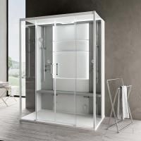 NOVELLINI SKILL DUAL Душевая кабина 1600х970х2190 мм., пристенная, левая, поддон 125 мм., стенка белая глянцевая, вставки Light grey, стекло прозрачн NOVELLINI SKILL DUAL Душевая кабина 1600х970х2190 мм., пристенная, левая, поддон 125 мм., стенка белая глянцевая, вставки Light grey, стекло прозрачн