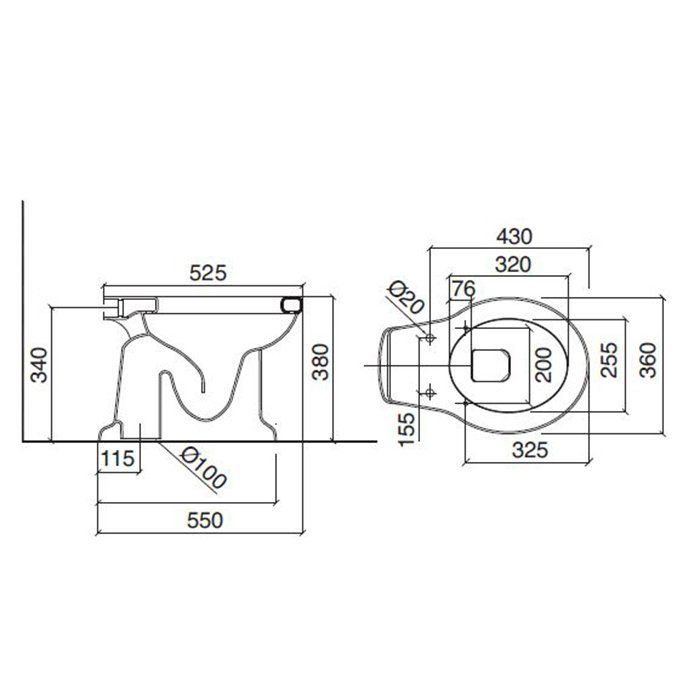 Sbordoni Palladio Унитаз напольный 36х55хh38см слив в пол, цвет: белый