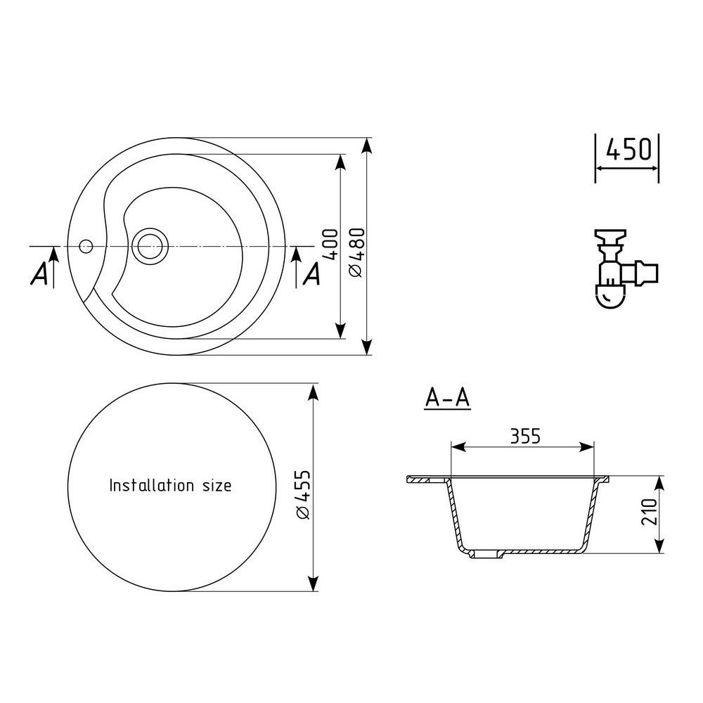 Кухонная мойка Ulgran U-102-342, графит, артикул U-102-342