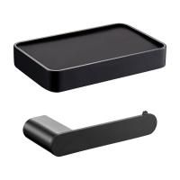 Держатель для туалетной бумаги с полкой WONZON & WOGHAND CARBON, Черный (WW-7726)