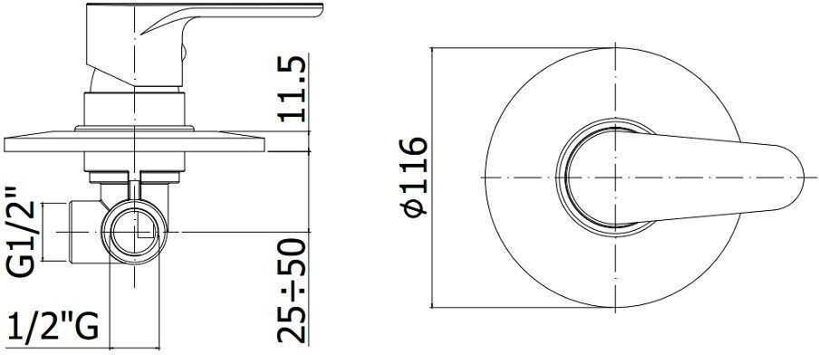 Смеситель для душа Paffoni Green GR010CR (с внутренней частью), артикул GR010CR