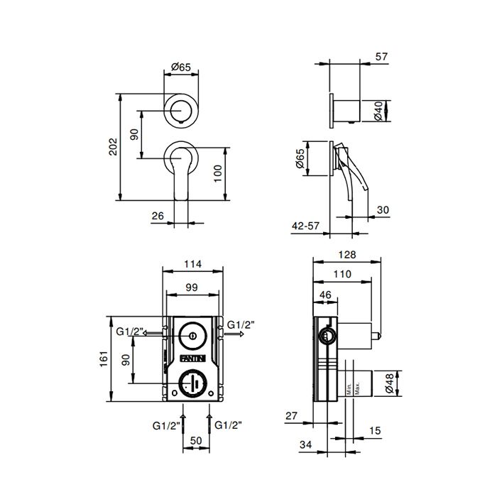 Fantini AL/23 Встраиваемый смеситель для душа (Наружняя часть), цвет: хром