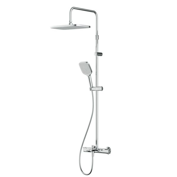 F078F500 Func, душ. система: см-ль д/ванны/душа с ТМС, душ.штанга, верхн. душ квадр., ручн.душ, хром