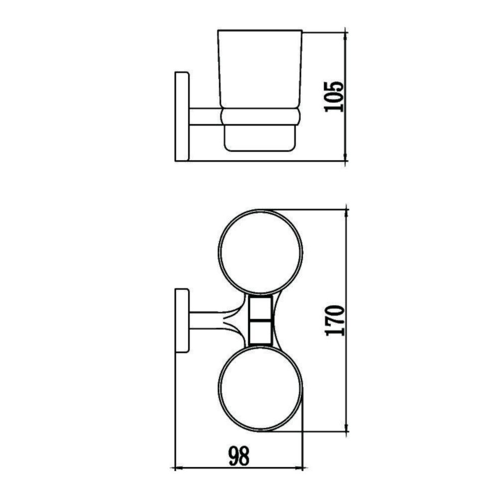 Стакан для ванной комнаты двойной Savol S-007068, хром