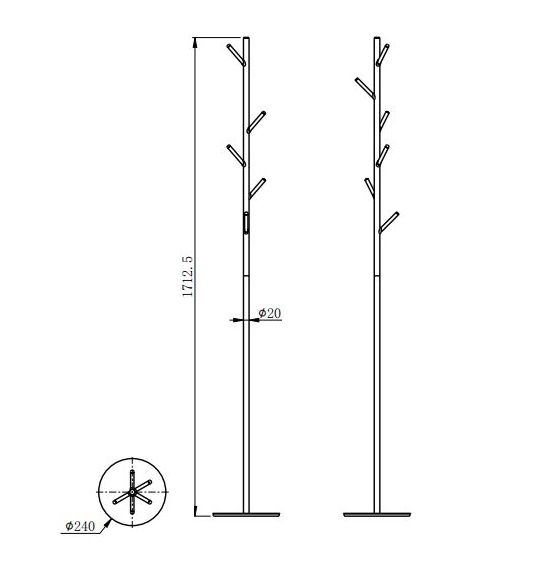Вешалка напольная для ванной комнаты WONZON & WOGHAND, Темный графит (WW-V4306-GM)