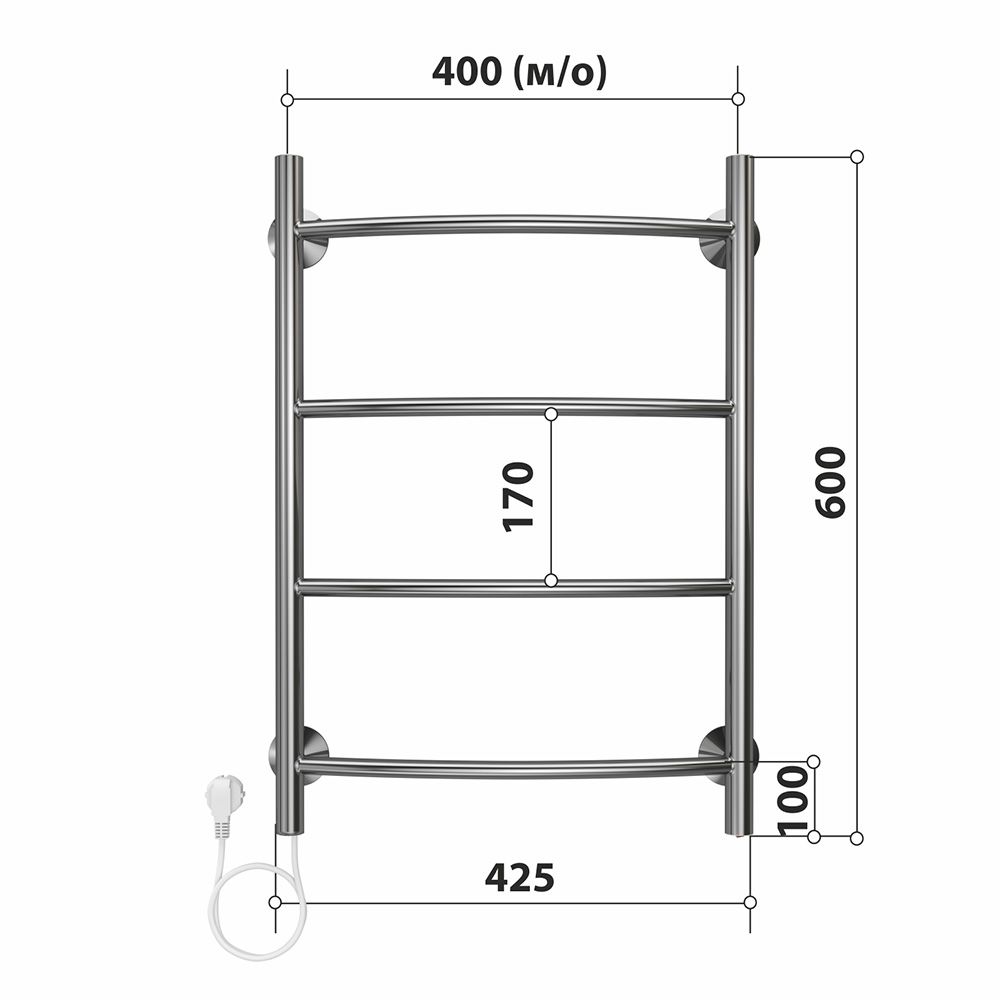 Полотенцесушитель электрический Stelmix 60x40 см, дуга, артикул 4670078543042