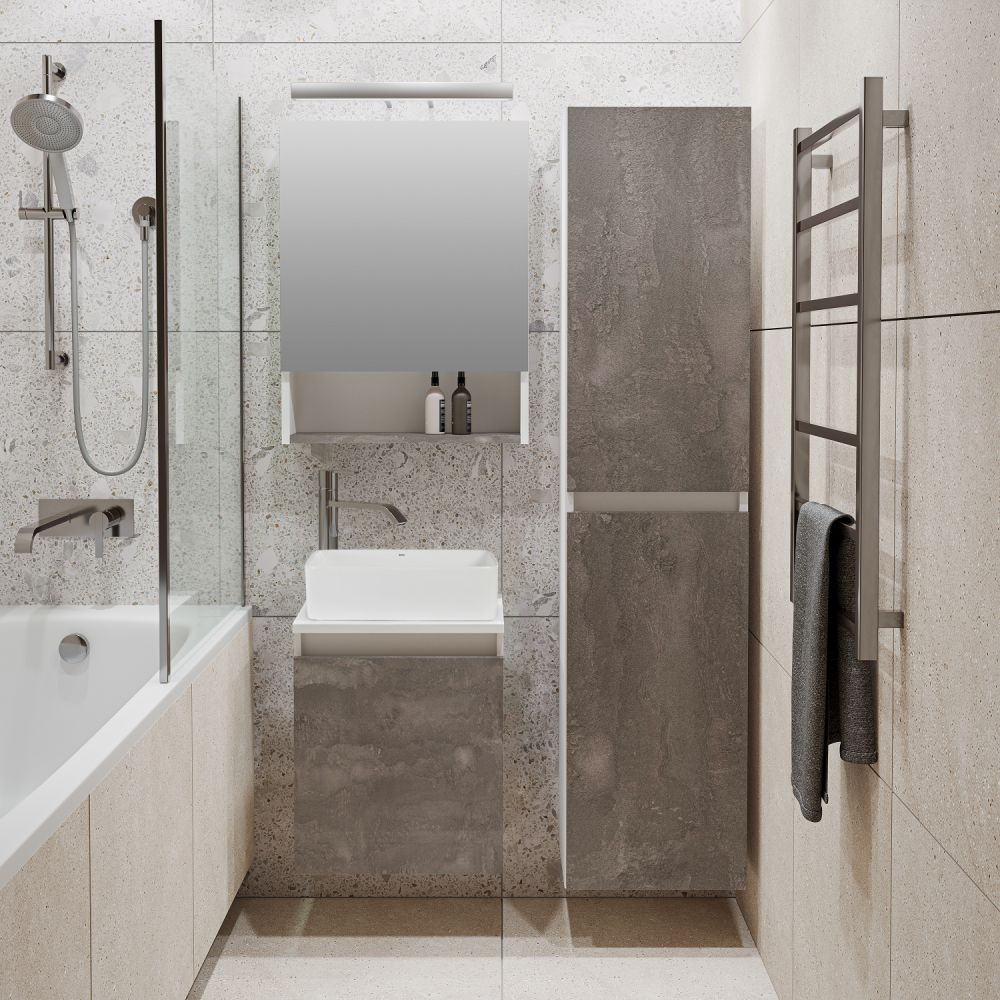 Тумба Runo Бари 40 железный камень под накладной умывальник (00-00001376), артикул 00-00001376