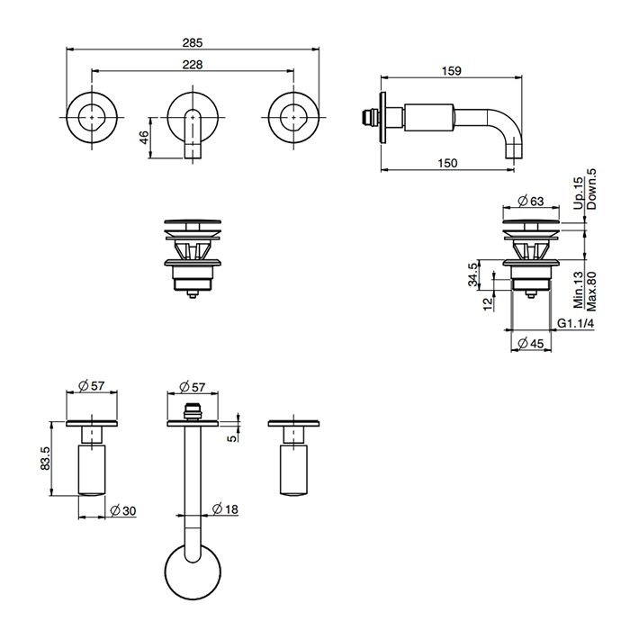 FIMA|Carlo Frattini SO Ручки для смесителя (2 шт.), цвет золото FIMA|Carlo Frattini SO Ручки для смесителя (2 шт.), цвет золото
