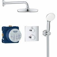 Набор для комплектации душа GROHE Grohtherm: встраиваемый Термостатический смеситель с переключателем верхний-ручной душ, квадратная розетка, верхний душ Tempesta 210 с кронштейном, ручной душ с подключением и шлангом, хром (34729000) Набор для комплектации душа GROHE Grohtherm: встраиваемый Термостатический смеситель с переключателем верхний-ручной душ, квадратная розетка, верхний душ Tempesta 210 с кронштейном, ручной душ с подключением и шлангом, хром (34729000)