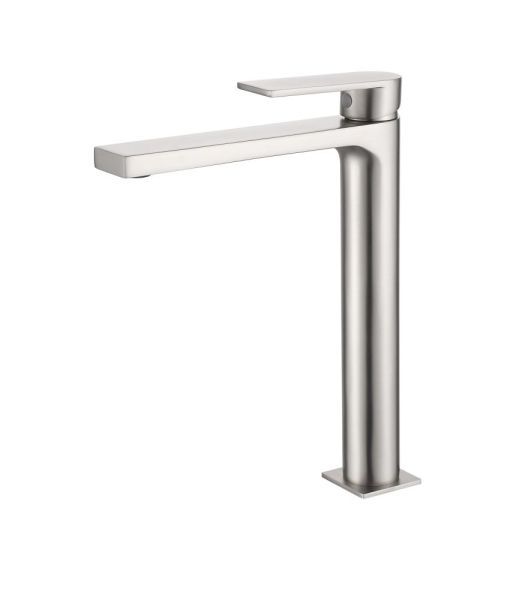 AQG Alpha, высокий однорычажный смеситель для раковины без донного клапана, никель сатин (PVD)