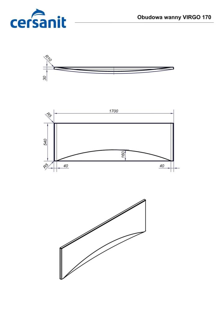 Панель для акриловых ванн MITO RED 170 (63382), артикул 63382
