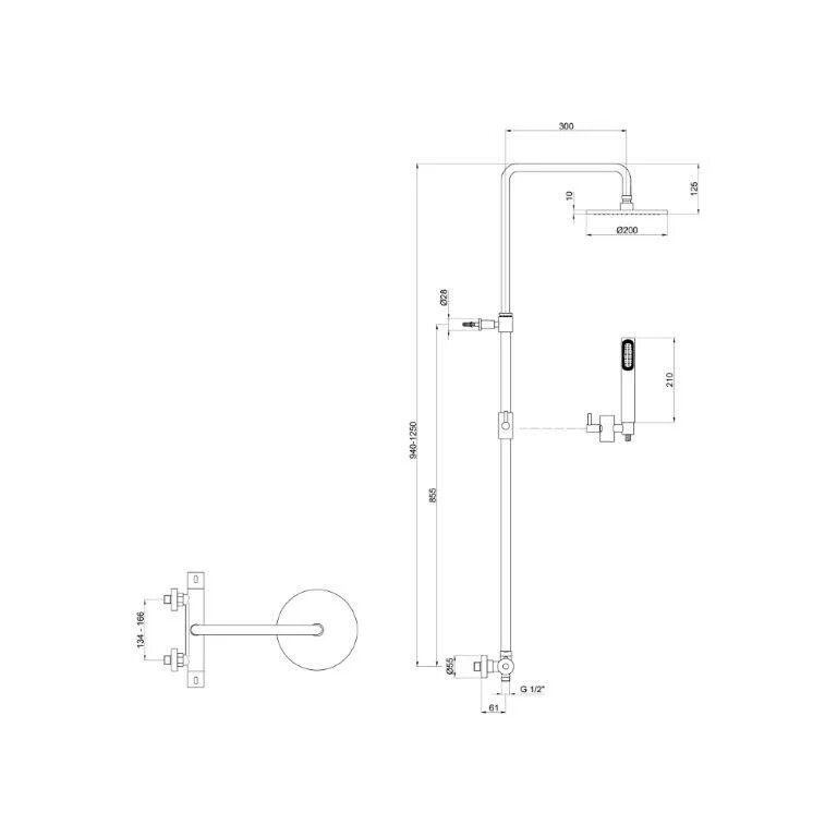 Душевая система Webert Elio EL980515560METAL Черный матовый с верхним душем металл