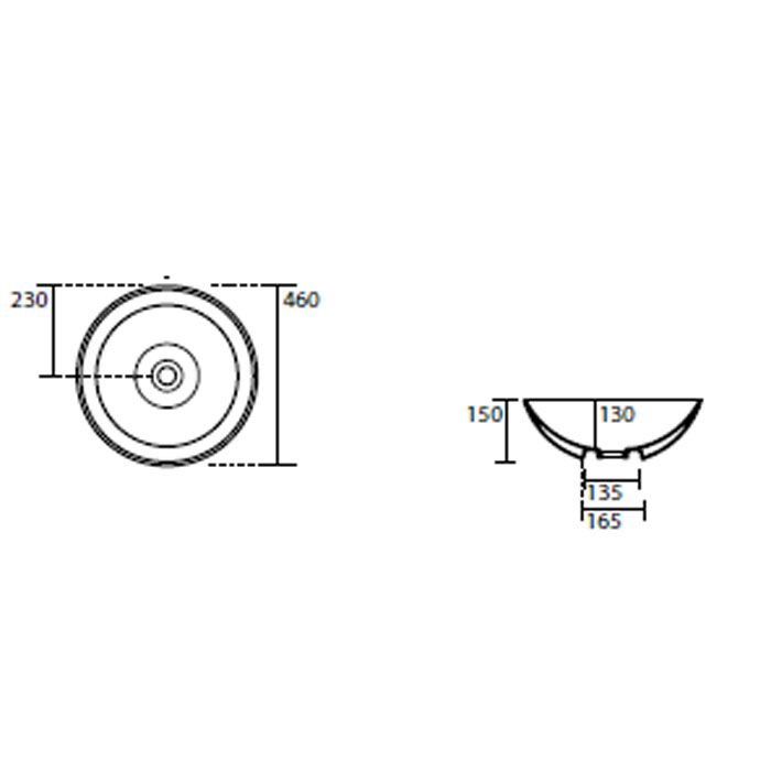 Kerasan Ciotola Раковина накладная С3 D46см, H15 см, без отв под смес, без перелива , цвет: Grigio matt
