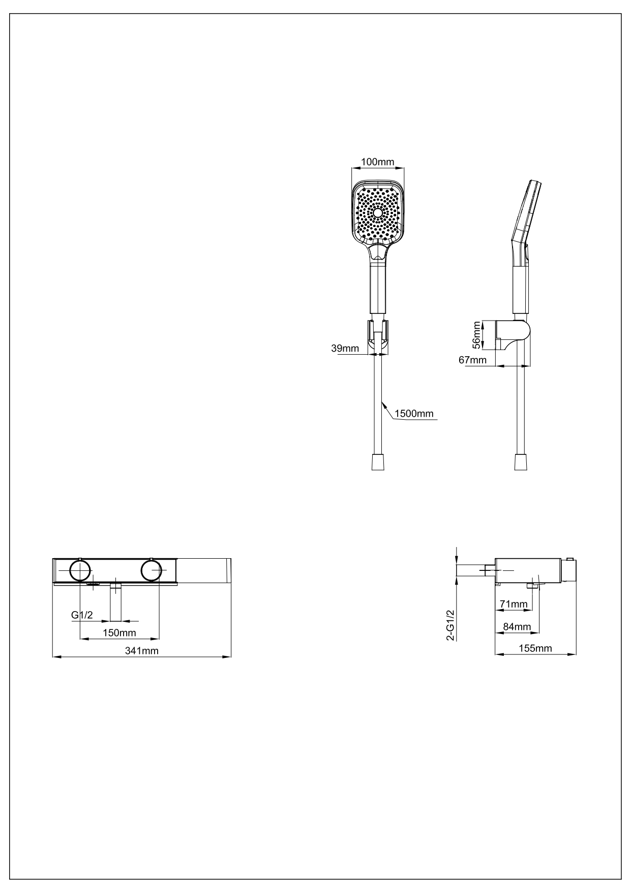 Смеситель для ванны с душем WONZON & WOGHAND Shelf, Брашированное золото (WW-B2551-BG)