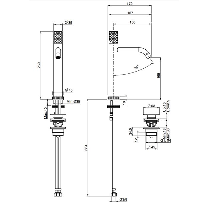 Fima Carlo Frattini Spillo Tech Смеситель для раковины, на 1 отв., высокий, XS, с донным клапаном, цвет: золото Fima Carlo Frattini Spillo Tech Смеситель для раковины, на 1 отв., высокий, XS, с донным клапаном, цвет: золото