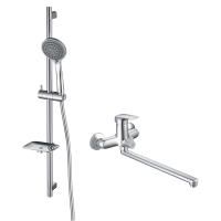 AQ1042CR ВЕГА смеситель для ванны с длинным изливом + AQ2011CR ВЕГА душевой гарнитур 3jet 73см AQ1042CR ВЕГА смеситель для ванны с длинным изливом + AQ2011CR ВЕГА душевой гарнитур 3jet 73см