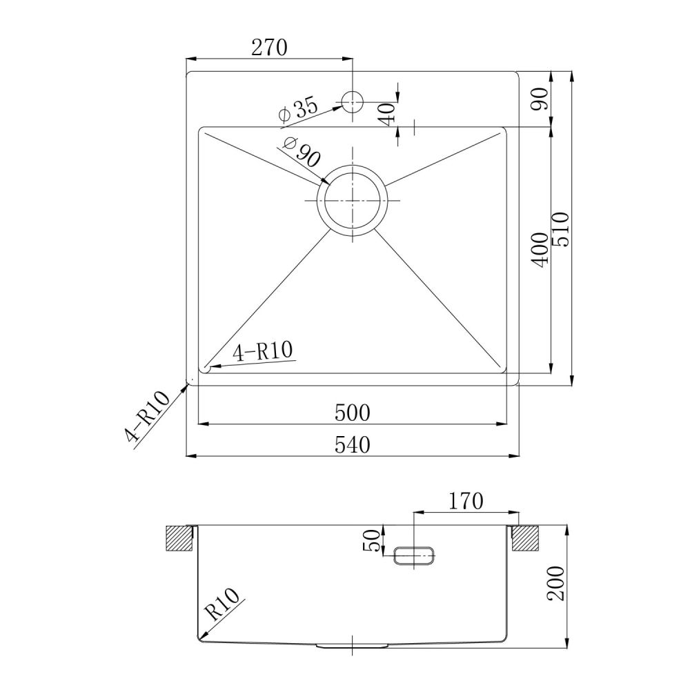 Кухонная мойка Lemark JANGA 540 прямоугольная из нержавеющей стали цвет: сталь (9937109), артикул 9937109