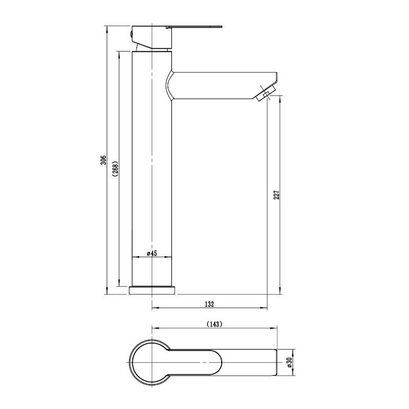 Смеситель для раковины высокий Esko OL25B, черный