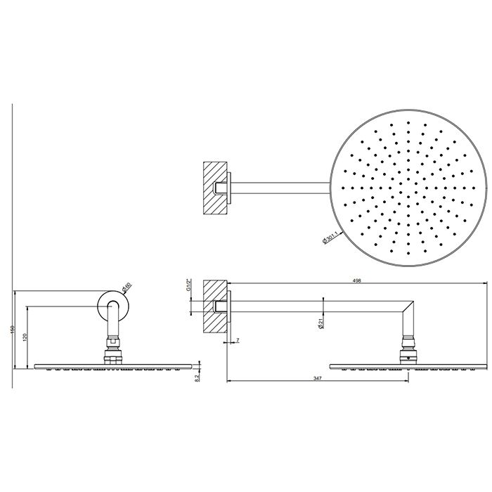 Gessi Emporio Emporio shower Душевая головка для настенного крепления, поворотная, с защитой от известкового налёта, цвет: Finox Brushed Nickel