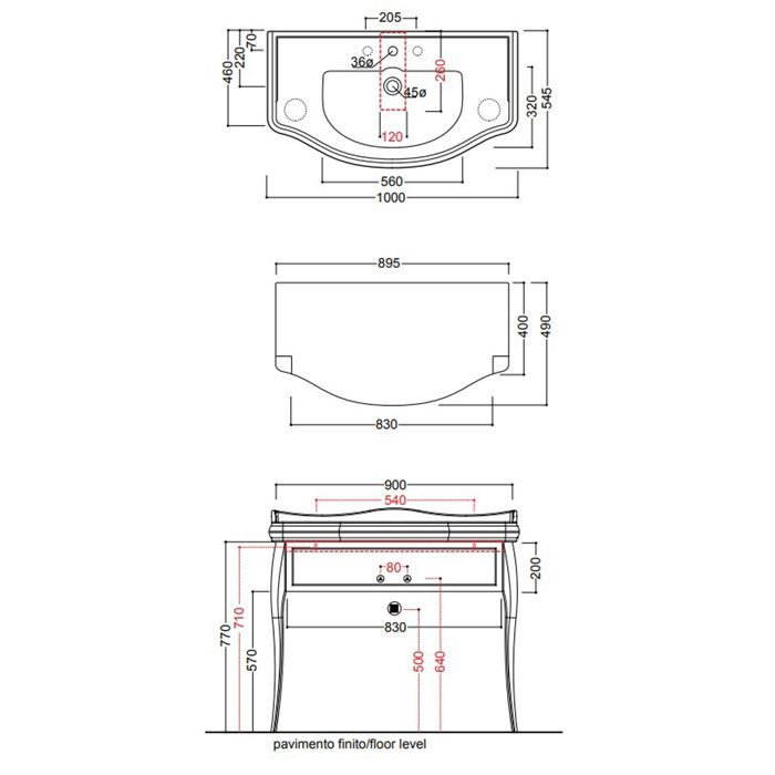 KERASAN Retro, раковина 100*54,5см с 1 отв. под смеситель, цвет: белый, артикул 105001*1