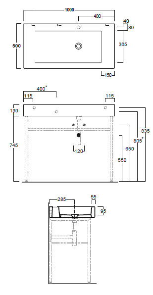 Simas Frozen консоль 100х50см с 1 отв. выбитым вручную, для установки на структуре, цвет белый Simas Frozen консоль 100х50см с 1 отв. выбитым вручную, для установки на структуре, цвет белый