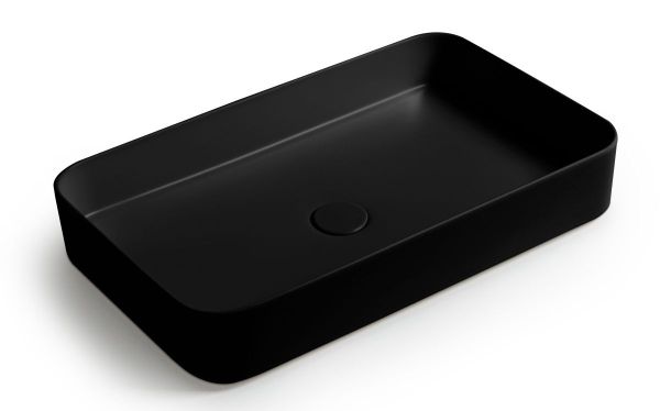 White Ceramic Blade, накладная прямоугольная раковина 65x40x11,5h см, цвет черный матовый