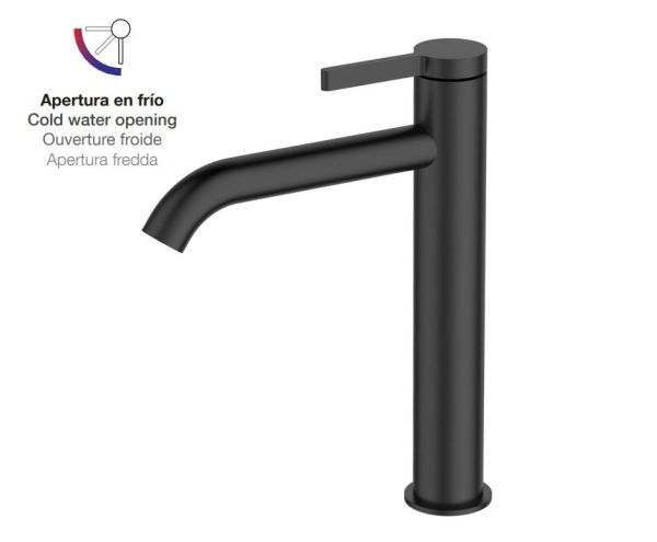 AQG Urban Flow, высокий однорычажный смеситель для раковины без донного клапана, цвет черный матовый