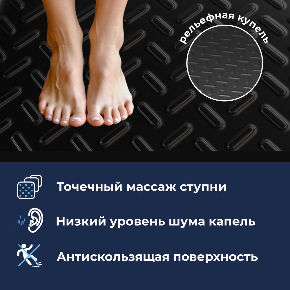 Душевой поддон керамический, квадратный, черный RGW CR