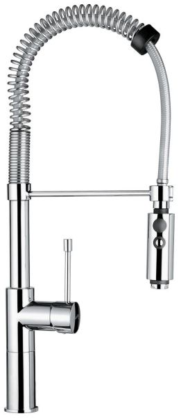 Emmevi Eden, однорычажный кухонный смеситель с пружинным поворотным изливом и фиксатором, без донного клапана, цвет хром