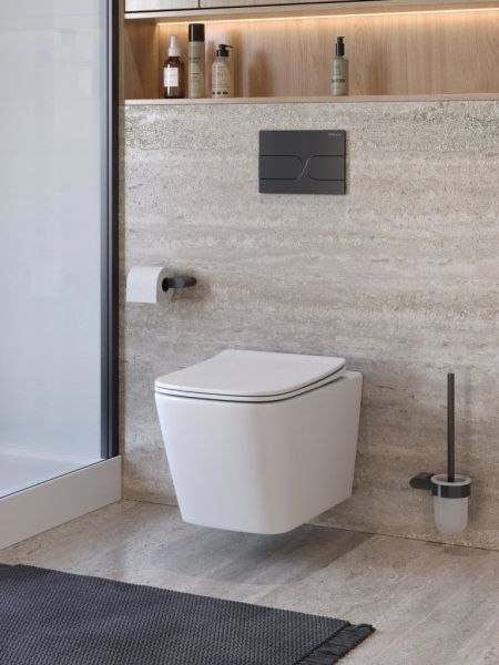 KRAFT-TOR Унитаз подвесной безободковый со смывом "Торнадо", с сиденьем дюропласт soft close BB7106CH-TOR/SC