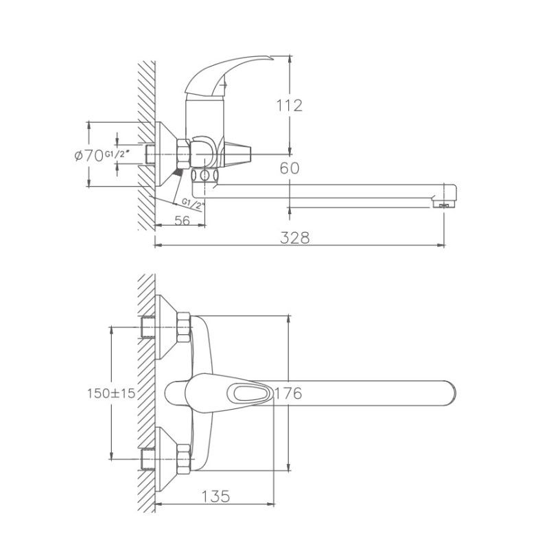 Смеситель для ванны Haiba HB2215, хром
