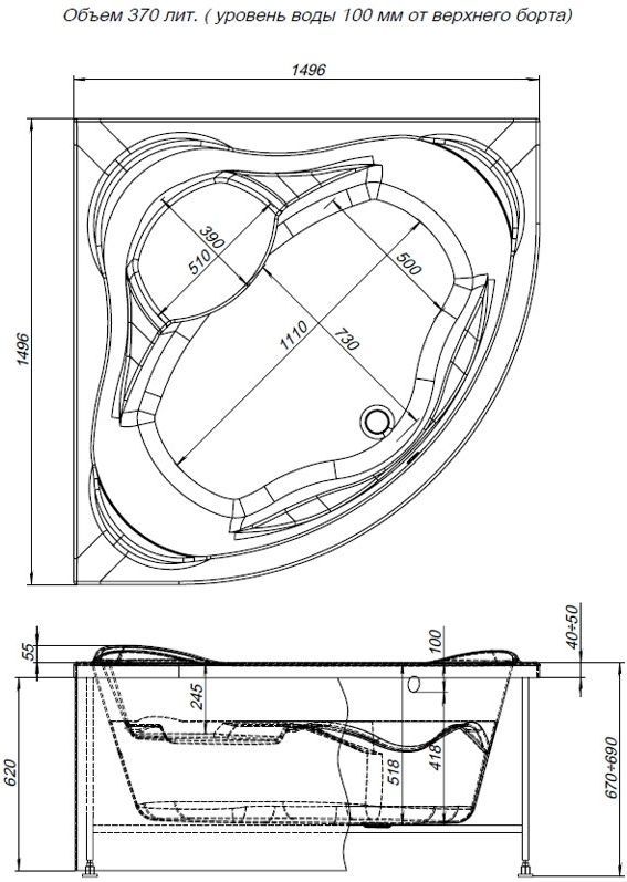 Акриловая ванна Aquanet Malta New 150x150 Акриловая ванна Aquanet Malta New 150x150