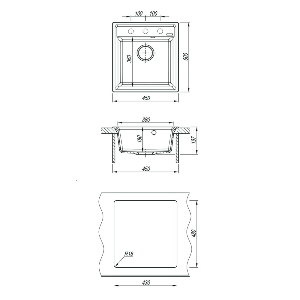 Кухонная мойка Lemark HANKA 450 врезная прямоугольная из кварцгранита цвет: Жасмин  (9910010), артикул 9910010