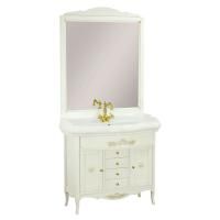 BELLA База 91xH81x49 см. для раковины 100 см, 2 двери 1 ящ. с лилией филенчатые, цвет: AVORIO