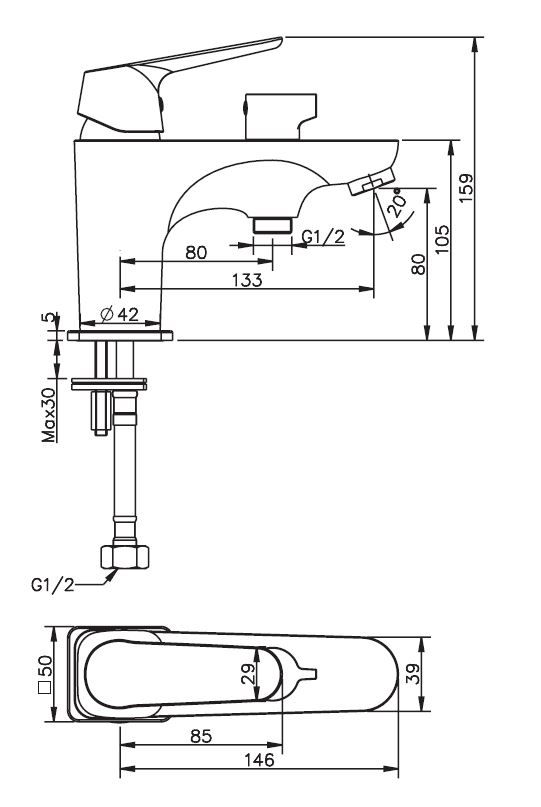 Смеситель New York для ванны, встраиваемый на 1 отверстие, артикул: NY 53, артикул NY 53