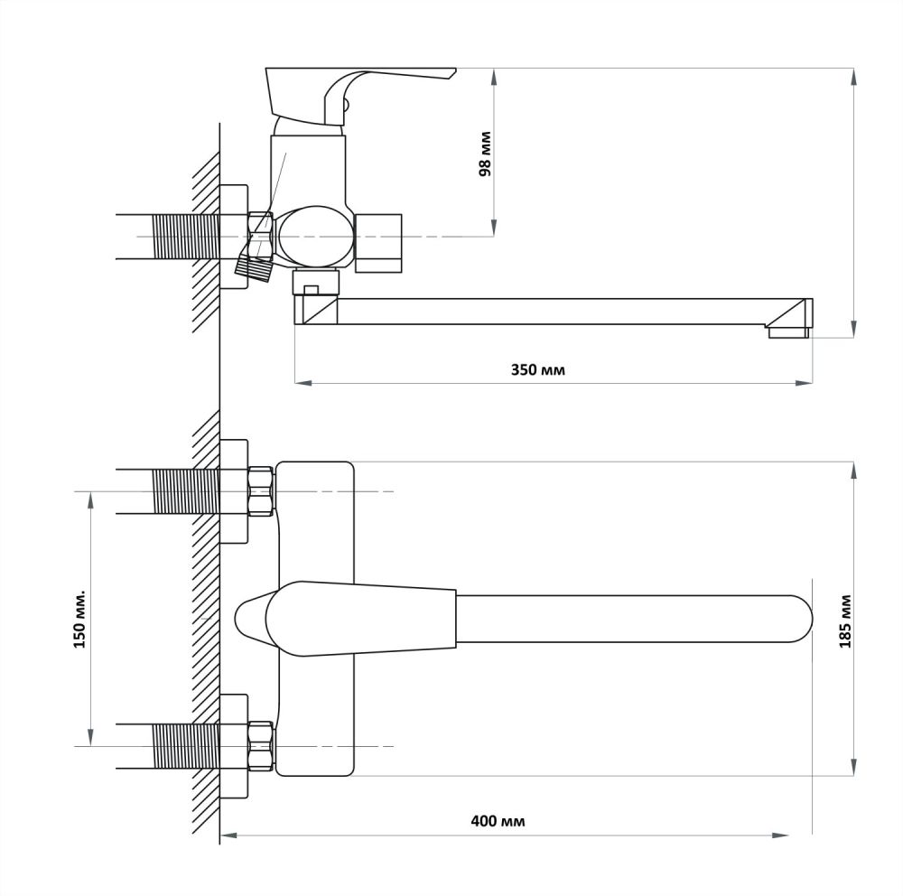 Смеситель для ванны с душем  ПСМ-Профсан Серия-400 (PSM-400-2) тип См-ВУОРНШлА, артикул PSM-400-2