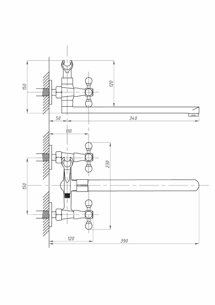 Смеситель для ванны с душем ПСМ-ПРОФСАН PSM-159-К89 СТАНДАРТ-А тип См-ВУДРНШлА, артикул PSM-159-89