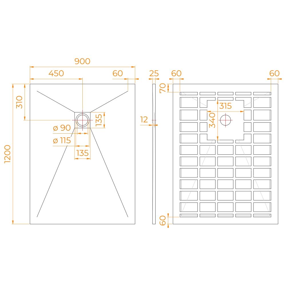Душевой поддон прямоугольный STONE TRAY-G (900x1200)