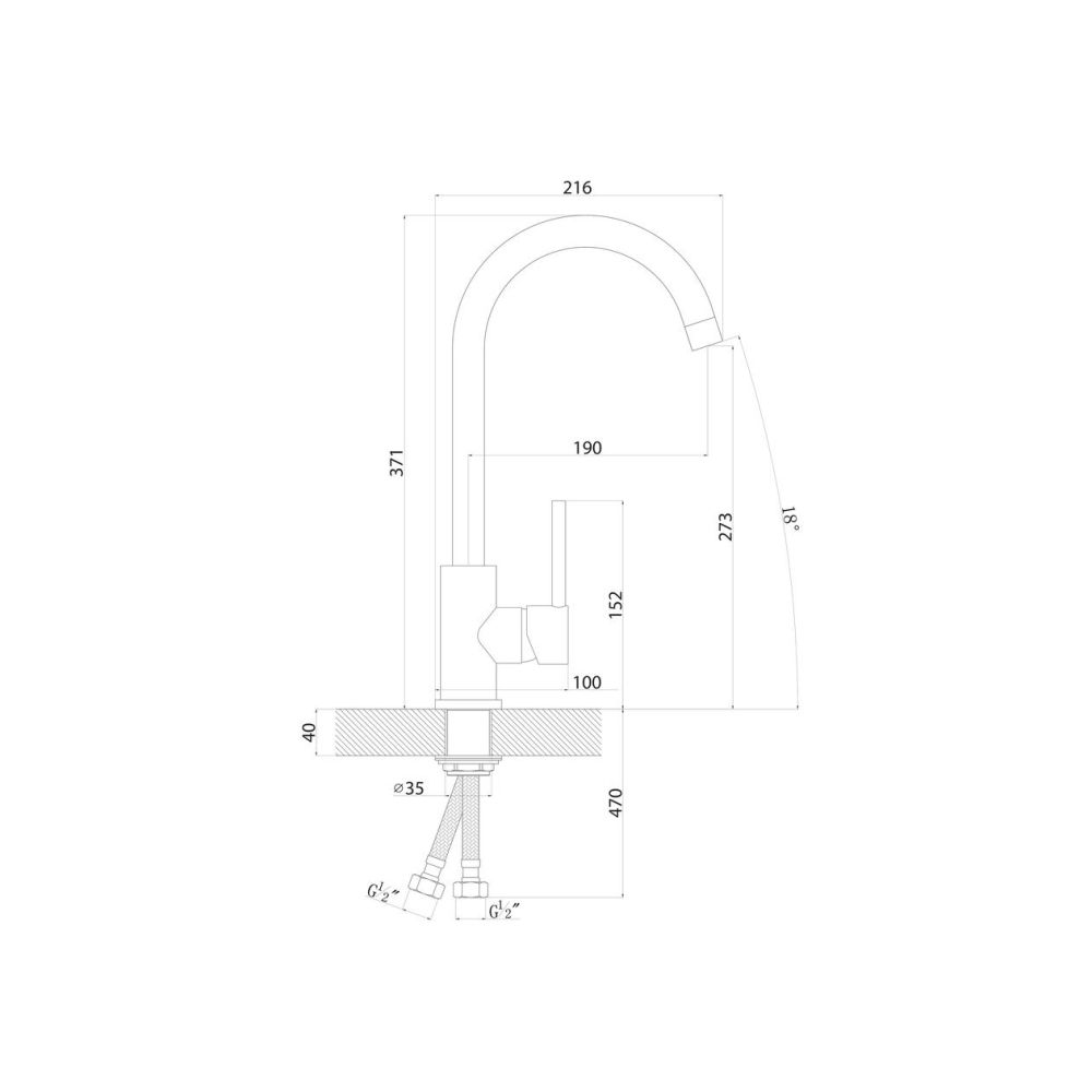 Смеситель для кухни Florentina АЛЬФА 313.02H.1113.900, нержавеющая сталь