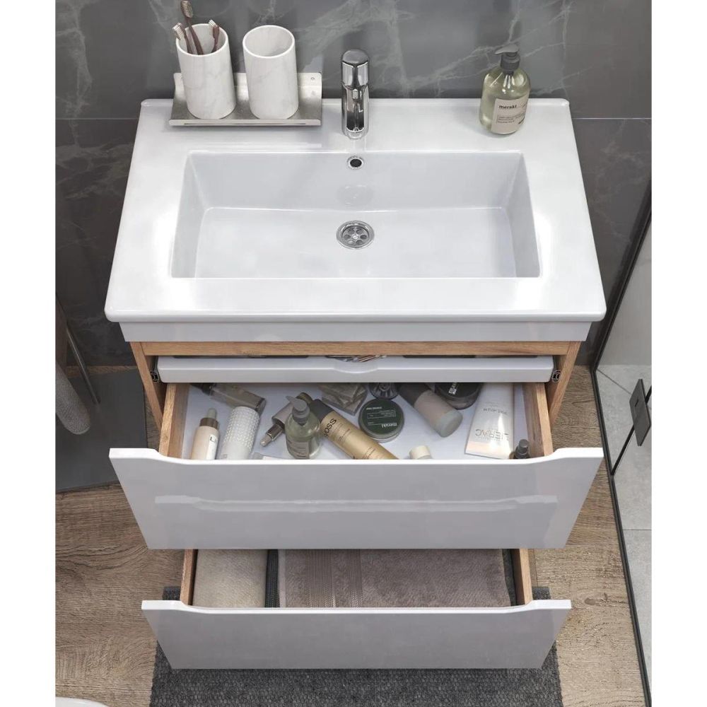 Тумба под раковину напольная VIGO Grani tn.GRI.OSK.75.2Y дуб золотой, 75 см, артикул tn.GRI.OSK.75.2Y дуб золотой