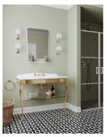 Devon Jacqueline Ceramic Консоль (109х58хh85,5/95,6 см):керамич. раков.с 1отв., цвет:бел, с метал.структ.напольн,цвет:св.золото(полка прозр)