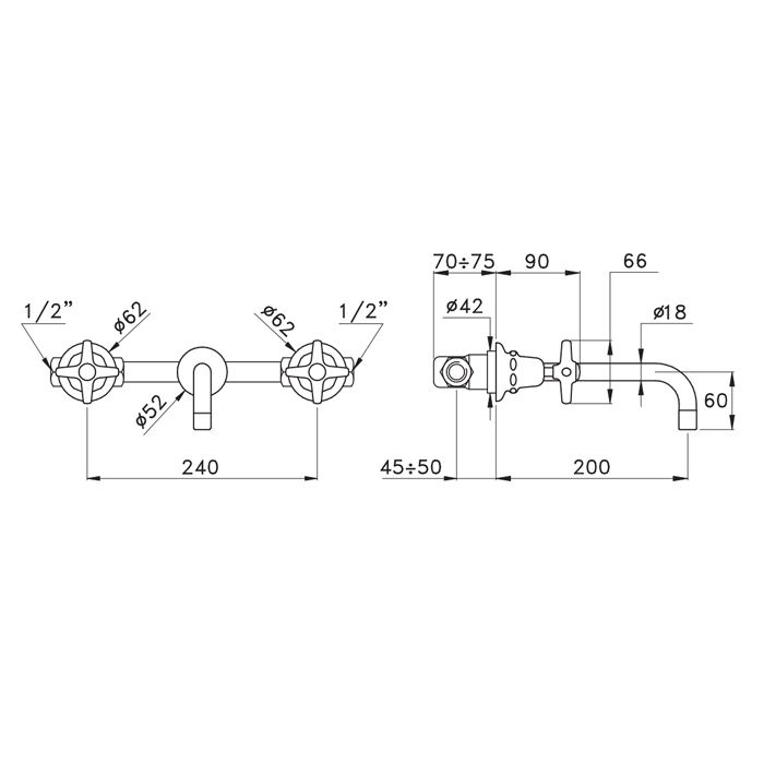 Stella Italica Встраиваемый смеситель для раковины 3863, цвет: хром