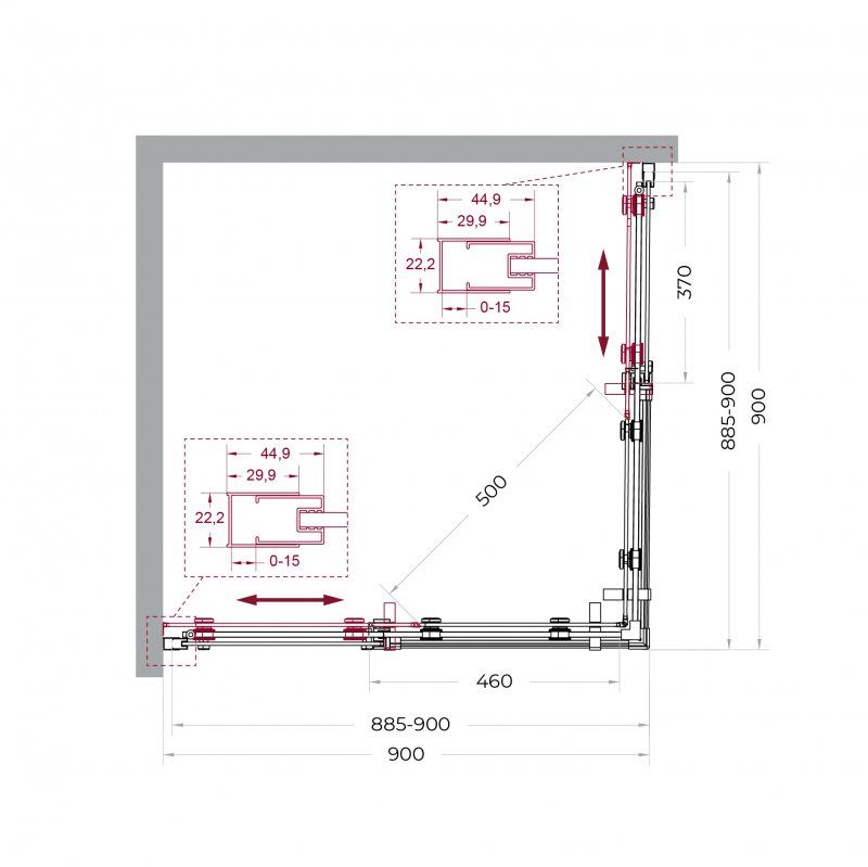 MARINO-2-A-2-90-C-GM Душевой уголок, артикул MARINO-2-A-2-90-C-GM