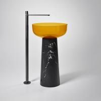 Antonio Lupi Albume Раковина накладная, круглая Ø48см, без отв. под смес, без перелива, с д/клапаном (хром), мат-л: Cristalmood,цвет: Ambra