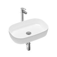 Комплект 3 в 1 Lavinia Boho Bathroom Sink Slim 21510219, накладная фарфоровая раковина 54 см, смеситель с донным клапаном, латунный сифон