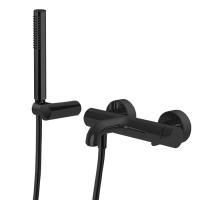 Fima Carlo Frattini Snap Смеситель для ванны, настнный, с ручным душем, цвет: чёрный матовый