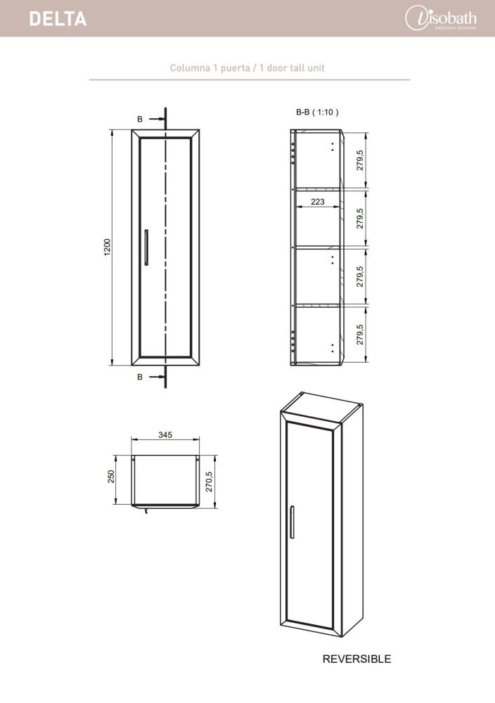 Комплект мебели Visobath Delta, 1200 мм, цвет кварцевый матовый лак (Quarzo), артикул 76405/Delta/De