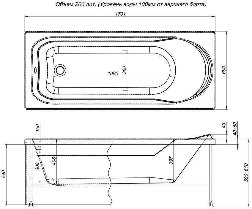 Акриловая ванна Aquanet West NEW 170x70 Акриловая ванна Aquanet West NEW 170x70